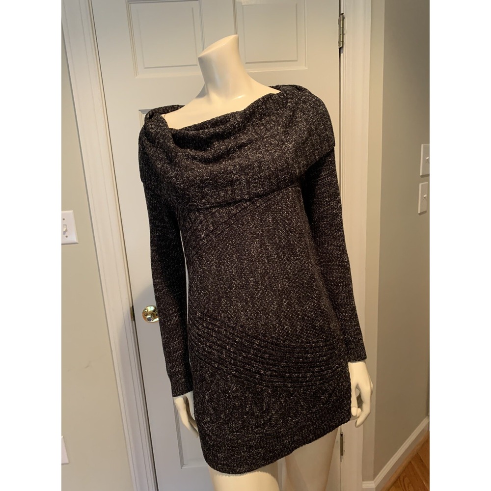 Vintage America Blues ALICE Sweater Black Heathered Cowl Neck  Lightweight Med